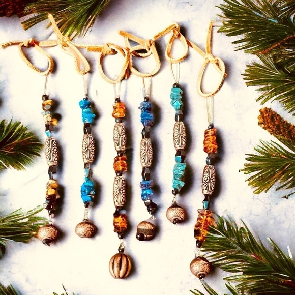 Handcrafted Genuine Stone Ornaments Lapis, Tiger Eye, Amethyst, Amber, Malachite - Picture 1 of 8